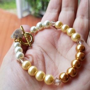 Swarovski Elements Metallic Bronze Faux Pearl Bracelet Handmade NWT